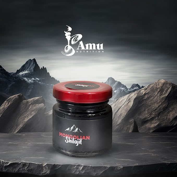 AMU NUTRITION Shilajit Pure Himalayan Organic - Harvested from Mongolia - Shilajit for Men - Natural Source of Fulvic Acid Trace Minerals- 80GR