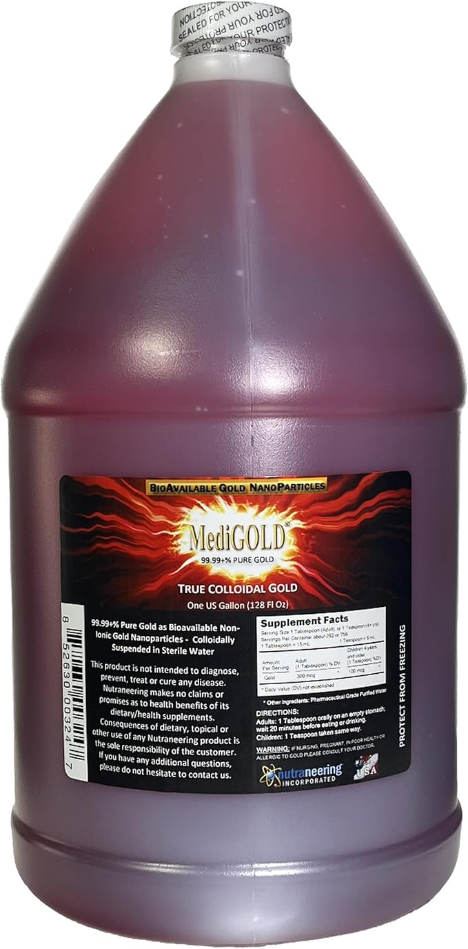 True colloidal Gold - 1 U.S. Gallon in BPA Free Plastic jug