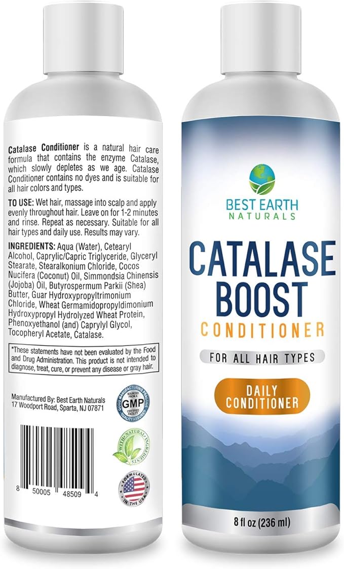 Best Earth Naturals Catalase Formula Starter Set with 60 Capsules of Catalase 10000 Shampoo 8 Ounces and Conditioner 8 Ounces