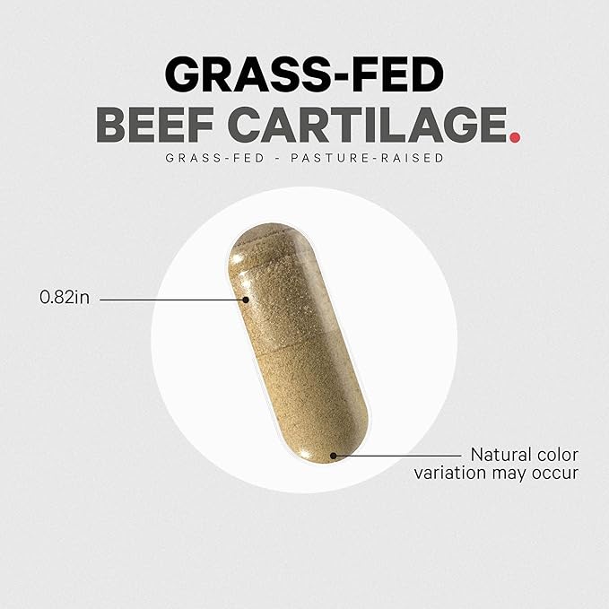 Codeage Grass Fed Beef Cartilage Supplement - Freeze Dried Non-Defatted Desiccated Beef Tracheal Bovine Cartilage &amp Liver Pills – Pasture Raised Argentina Beef Vitamins - Non-GMO -180 Capsules