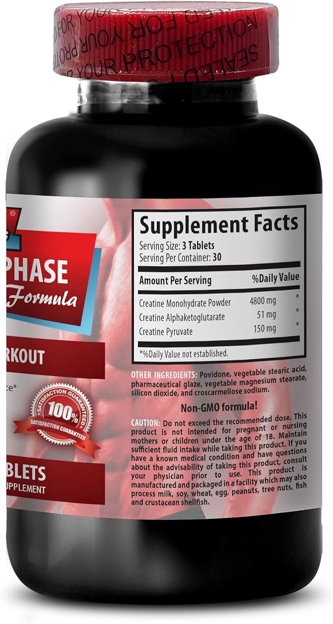 creatine alphaketoglutarate - Creatine Tri Phase - Increases Muscle Mass Creatine Monohydrate unflavored creatine monohydrate Pills Muscle Recovery Supplements Creatine Pill 2 Bottles 180 Tablets