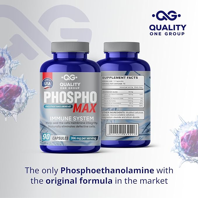 Fosfoetanolamina - Unique Blend of Phosphoethanolamine to Boost Your Immune System- Natural Fosfoetalonamina 26 Years of Researched Formulation - 180 Capules