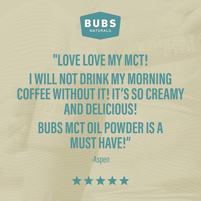 BUBS Naturals MCT Oil Powder Packets - Medium Chain Triglycerides - Keto Vegan &amp Paleo Friendly - Healthy Coconut Fats + Low Carb - Dairy-Free Energy Source - includes 14 Travel Packets