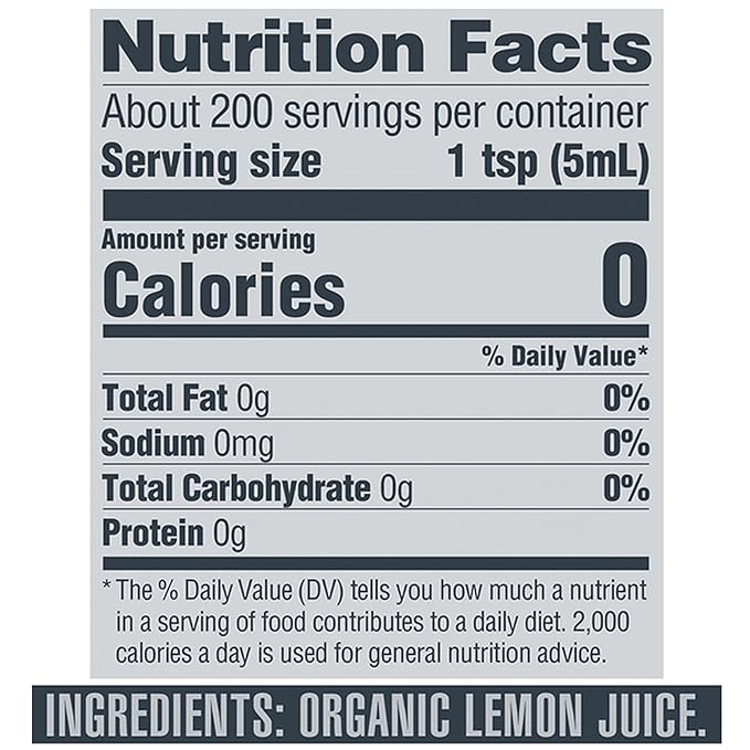 Ingrilli 100% Organic Lemon Juice 33.8 Fl Oz Glass Bottle (Pack of 6)
