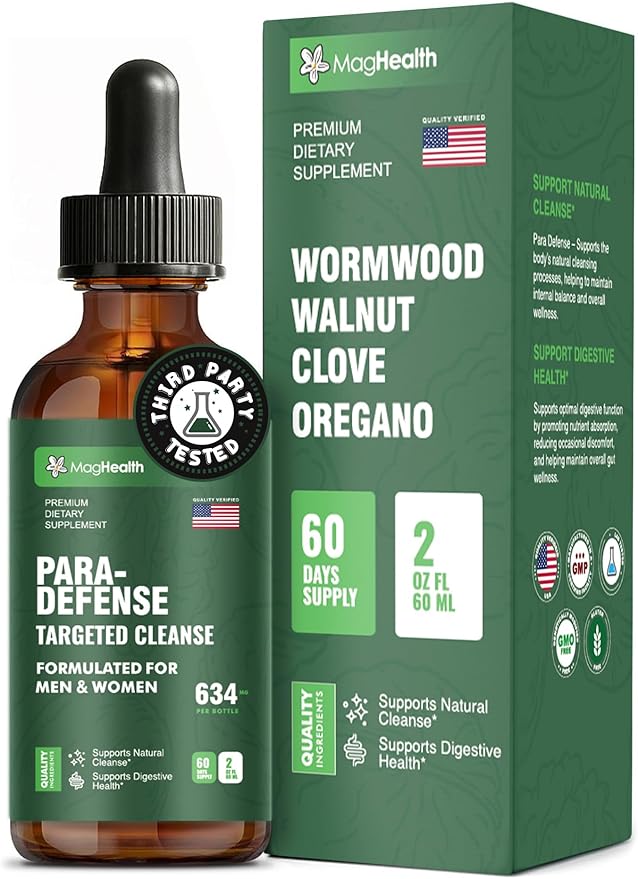 Wormwood Black Walnut Clove Tincture | 3rd Party Tested Digestive Support Drops | Sweet Wormwood Green Walnut Hull &amp Clove Extract Liquid for Gut Wellness | 2 oz 60 Servings