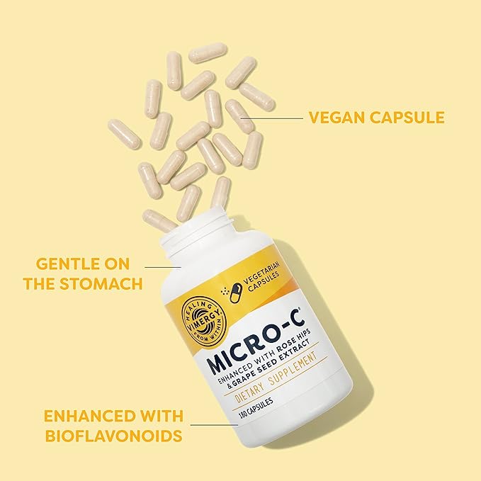 Vimergy Micro-C® Vitamin C Capsules – 500mg per Capsule Supports Immune Health* Promotes Collagen Production Supports Healthy Bones* Kosher Vegan &amp Gluten-Free Regular Size 180 Capsules