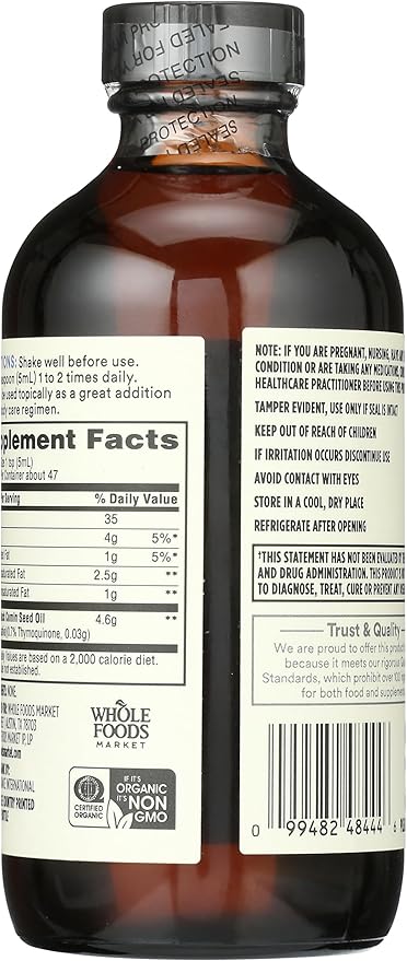 Whole Foods Market Organic Black Seed Oil 8 Fl Oz