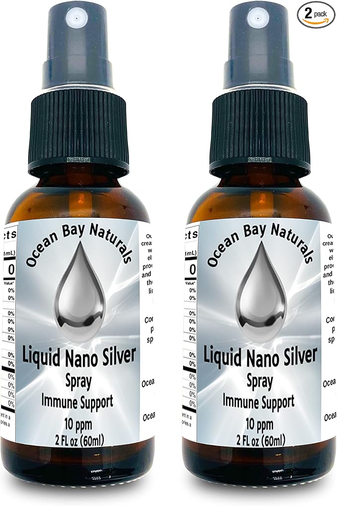 Liquid Nano Silver | More Absorbable Than Colloidal Silver | 10ppm | Twin Pack | 2oz Spray