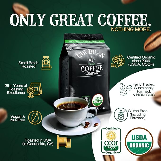 The Bean Organic Coffee Company Caramel Medium Roast Whole Bean Coffee 16-Ounce Bag