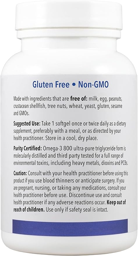 Patient One Omega-3 800 | Supplement to Support Heart Cognitive and Joint Health* | Omega-3 Fish Oil with EPA and DHA | 120 Softgels