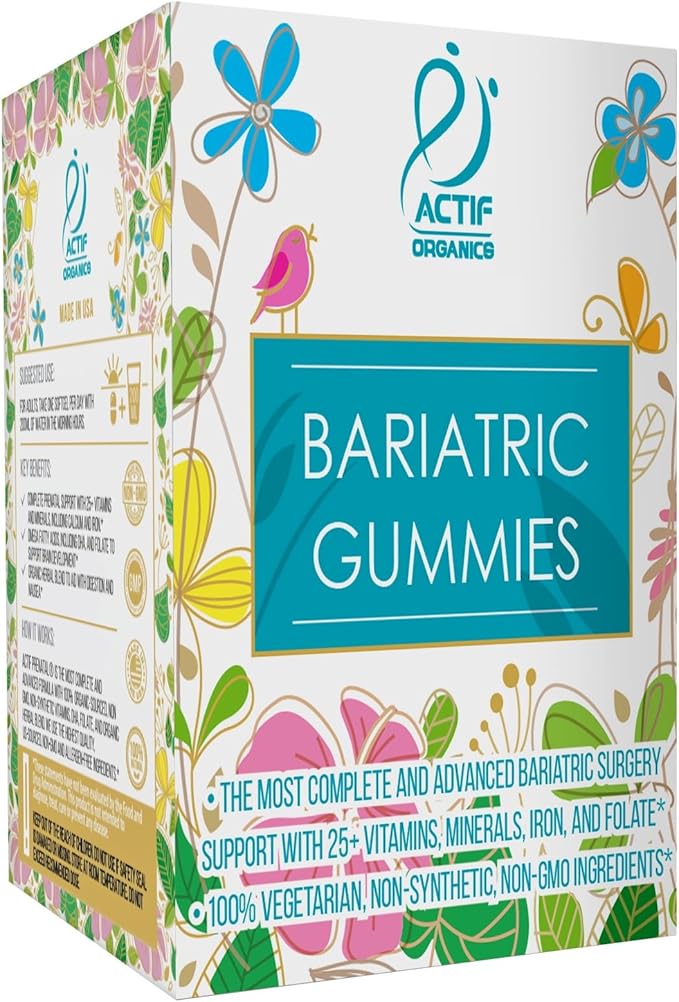 ACTIF Organic Bariatric Gummies with 25+ Organic Vitamins and Minerals for Bariatric Surgery Advanced Formula - 90 Count