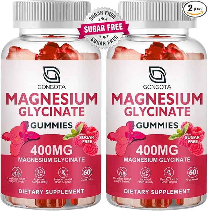 Magnesium Glycinate Gummies 400 mg with 100 mg Composite magnesium - Chelated Magnesium Potassium Supplement with Vitamin D B6 Supports Calm Sleep Memory &amp Muscle CrampsSugar Free - 120 Gummie