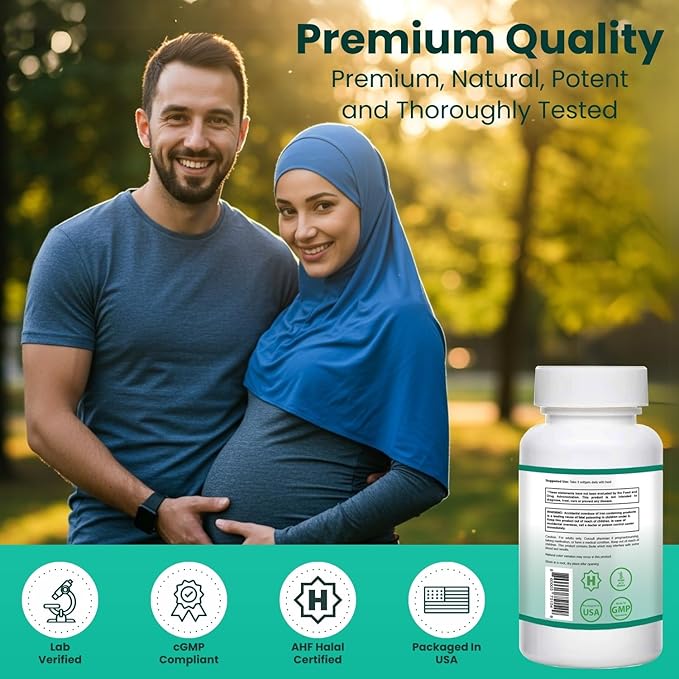 SHIFAA NUTRITION Halal Prenatal Vitamins with DHA and Folic Acid | High Potency 90 Softgels Keto-Friendly | Vitamin C 120mg DHA 250mg Folic Acid 800mg EPA 90mg Biotin &amp Iodine