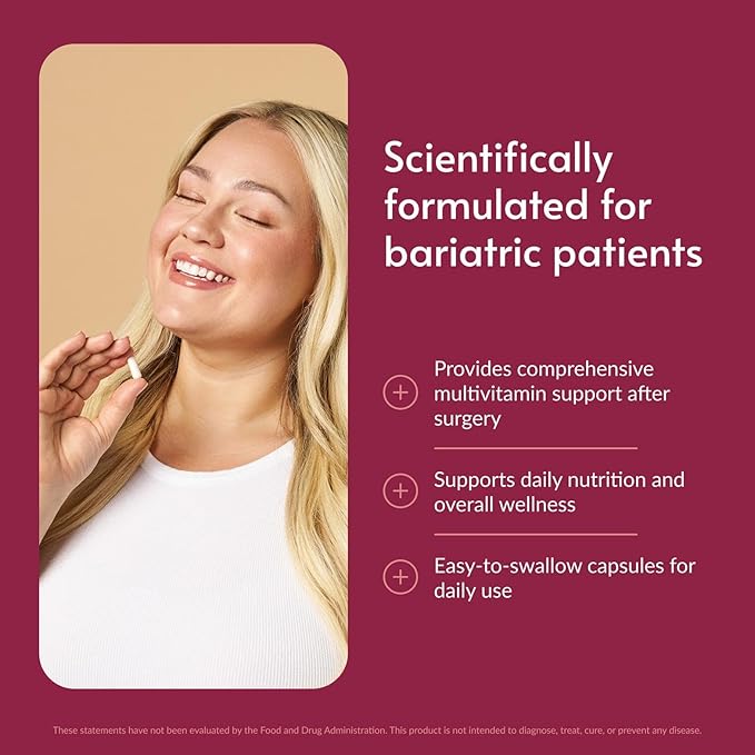 Bariatric Advantage Multi Formula without Iron High Potency Daily Multivitamin for Bariatric Surgery Patients with 22 Essential Vitamins and Nutrients - 180 Capsules