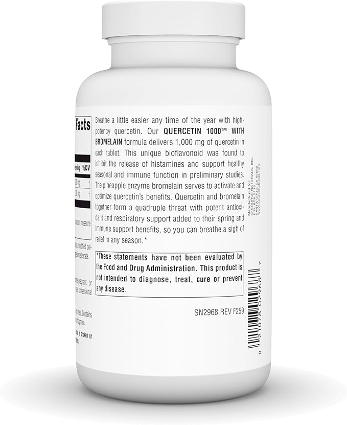 Source Naturlas Quercetin 1000 with Bromelain Respiratory and Immune Support* 1000 mg Tablets 120 Count