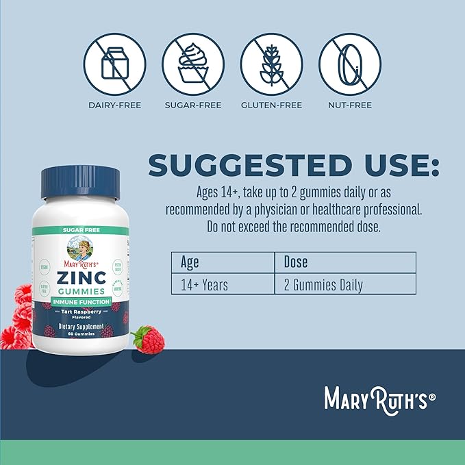 MaryRuth Organics Zinc Gummies | Zinc Supplements | Immune Support Supplement | Essential Mineral | Pectin Based | Overall Health &amp Wellness | Ages 14 &amp Up | Vegan | Non GMO | 30 Servings