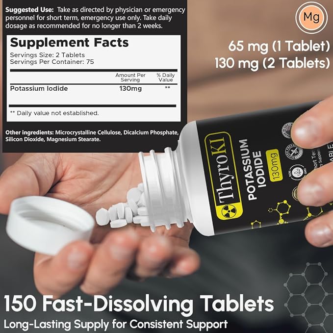 Potassium Iodide Tablets 130 mg – Thyroid &amp Respiratory Support – YODO Naciente KI Pills | Fast-Dissolving Emergency Iodine Supplement | Non-GMO | Gluten Free | 600 Tablets | Made in USA | Pack of