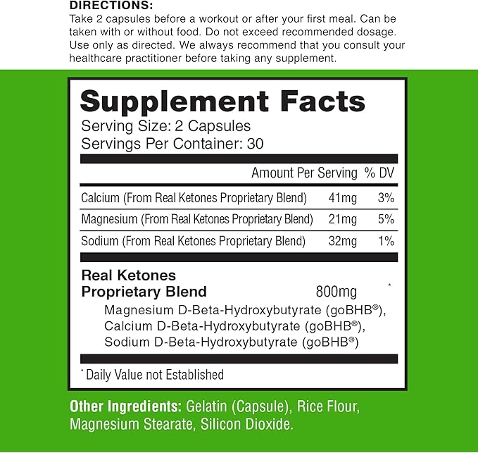 Keto BHB Salts Capsules - Sodium Calcium &amp Magnesium BHB Capsules with Patented goBHB Beta-Hydroxybutyrate Electrolytes - Exogenous Ketones Supplement for Enhanced Energy Focus &amp Rapid Ketosis