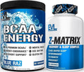 Evlution ZMatrix Magnesium and Zinc Post Workout Supplement (60 Servings) Plus Replenishing BCAAs Amino Acids Powder for Pre &amp Post Workout (Blue Raz 30 Servings)