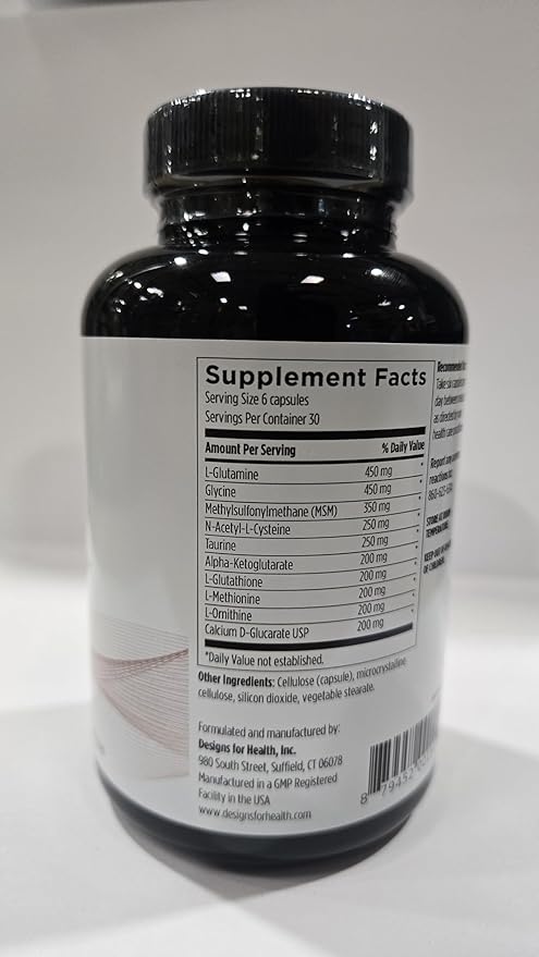 Designs for Health Amino-D-Tox - Amino Acid Detox + Liver Cleanse Support - Supplement Blend with Glycine Calcium D Glucarate NAC + More - Non-GMO (180 Capsules)