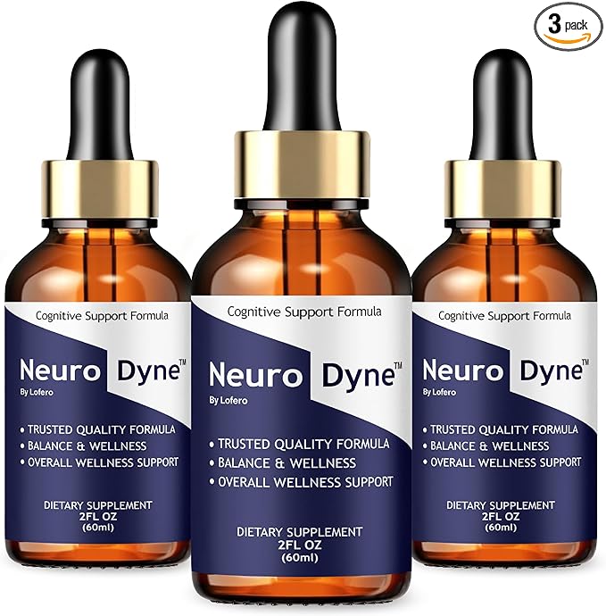 (3 Pack) NeuroDyne Drops NeuroDyne Supplement Memory &amp Focus Mind Energy Health Support Natural Formula Neuro Dyne Liquid Overall Wellness Support Nootropic Clarity Vitamin - Made in USA (6 oz)