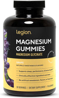 Legion Magnesium Glycinate Supplements - High Absorption Magnesium Supplement for Women &amp Men - Magnesium Mineral Supplements to Help Boost Athletic Performance - 30 Serving Grape Gummies