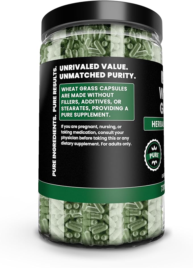 Pure Original Ingredients Wheat Grass (730 Capsules) No Magnesium Or Rice Fillers Always Pure Lab Verified