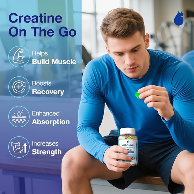 Creatine Gummies for Men &amp Women - Creatine Monohydrate Gummies 5g Muscle Builder Energy Boost &amp Pre-Workout Supplement Low Sugar Taurine Chewable Gummy 2 Pack