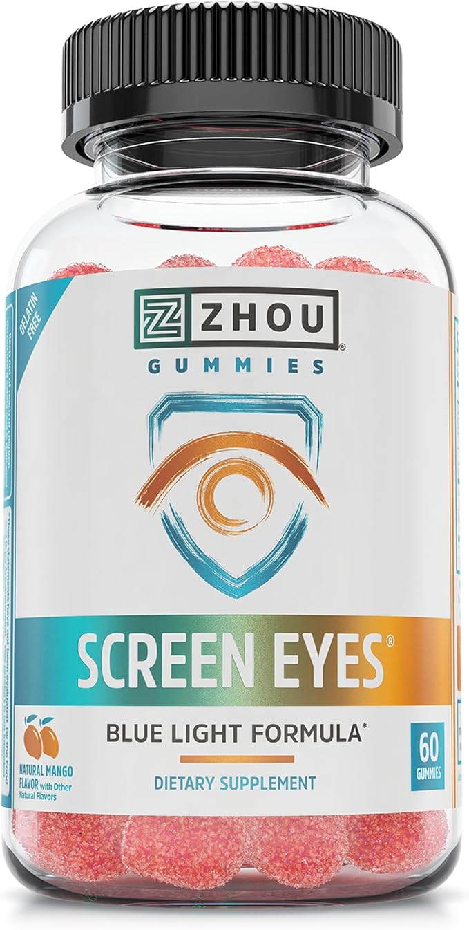 Zhou Screen Eyes Gummies - Lutein Gummies for Eye Health Lutein and Zeaxanthin for Adults &amp Kids Supports Eyesight Blue Light Vision Health Formula - 60 Count