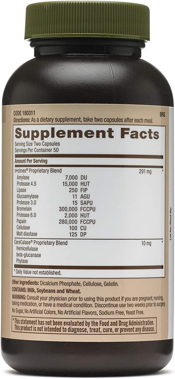GNC Natural Brand Super Digestive Enzymes Promotes Protein Carbohydrate and Fat Digestion 100 Capsules (Pack of 2)