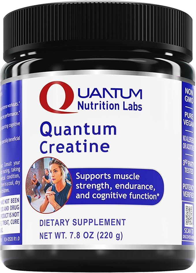 Quantum Nutrition Labs Quantum Creatine - Creatine Monohydrate Powder Creatine Powder for Men Women Vegetarians Unflavored Vegan Friendly Formula - 7.8 oz (40 Servings)