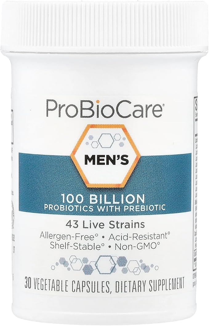ProBioCare Probiotic for Men - Advanced Formula with 100 Billion CFUs to Support Digestive Health Boost Immune Function and Promote Gut Balance for Optimal Wellness (30 Vegetable Capsules)