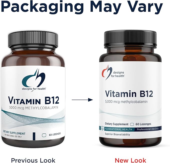 Designs for Health Vitamin B12 Lozenges - B12 Vitamins 5000 mcg Methylcobalamin - Vitamin B12 Supplements - Vegan + Non GMO Natural Berry Flavor (60 Quick Dissolve Lozenges)