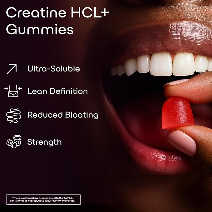 GreenLab Creatine HCL+ 2000mg Female Performance Complex – Sugar-Free Vegan Raspberry Flavor – Chewable Gummies for Women 90 Count