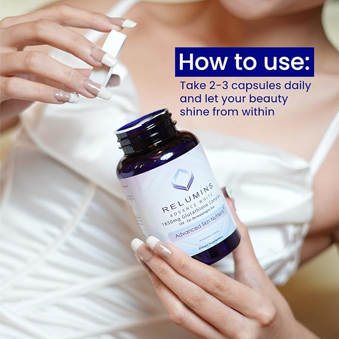 Relumins L-Glutathione Complex 1650mg - Spring Glow Essentials Antioxidant Support with Alpha Lipoic Acid NAC L-Methionine &amp Vitamin E for Skin Made in USA - 90 Vegetarian Capsules x 3 Bottles