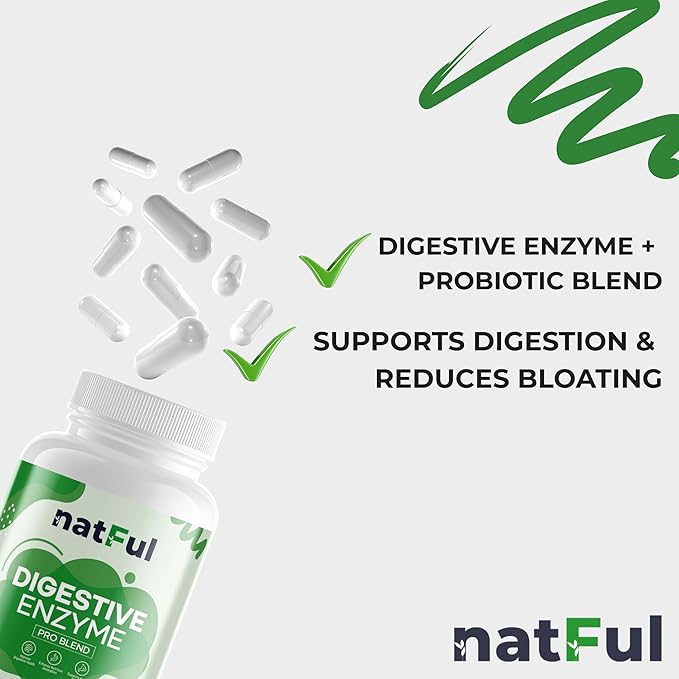 Digestive Enzyme Supplement with Probiotics Broad Spectrum Digestive Support with Makzyme-Pro Lactase Bromelain Papain – 60 Vegan Capsules – Relieves Bloating Gas and Supports Gut Health