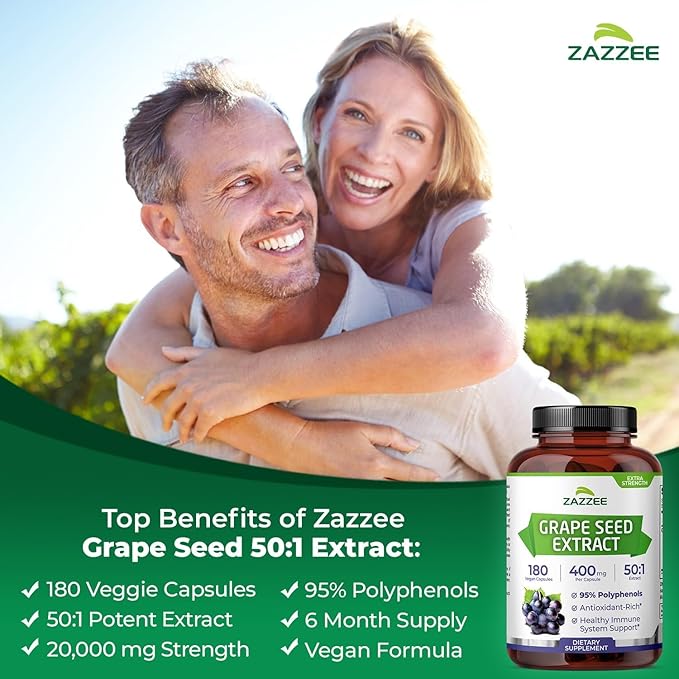 Anti Aging Healthy Heart Support Bundle | Antioxidant Rich Super Concentrated Grape Seed Extract with EGCG Green Tea Extract and French Maritime Pine Bark Capsules | Non-GMO Vegan &amp ISO Lab Tested
