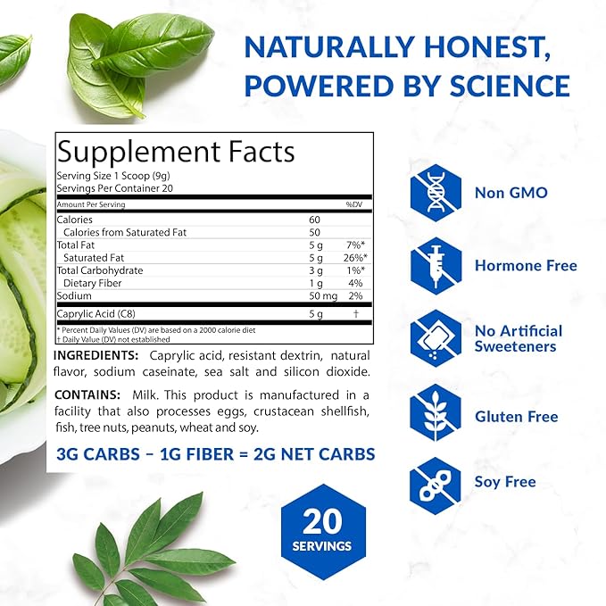 BioTrust Keto Elevate – C8 MCT Oil Powder – Ketogenic MCT Coffee Creamer Keto Coffee Creamer – Clean Energy Mental Focus &amp Clarity – 100% Caprylic Acid MCT Powder Non-GMO (Unflavored 20 Servin