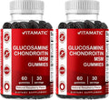 Vitamatic Glucosamine Chondroitin Gummies with MSM &amp Vitamin E – Joint Support – 60 Pectin-Based Gummies per Bottle – Pack of 2 (Total 120 Count)
