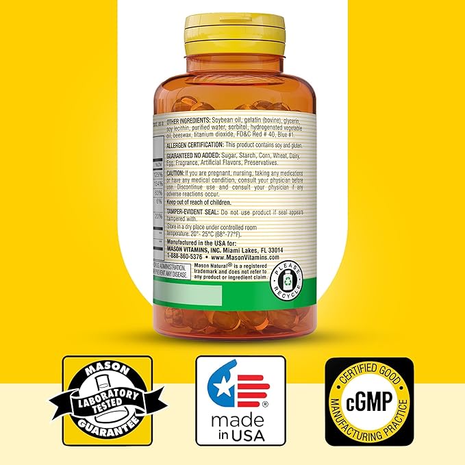 MASON NATURAL Vitamin BComplex 300Day Supply for Normal Nerve Support and Energy Metabolism 100 Softgels (Pack of 3)