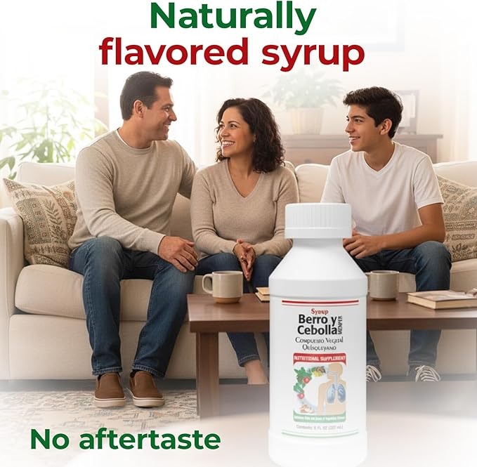Jarabe Berro y Cebolla Immune Support Syrup with Vitamin D Zinc &amp Natural Herbal Extracts – Eucalyptus Honey Onion Garlic &amp More – Teens &amp Adult Wellness Formula – 8 Fl Oz Each | 2-Pac