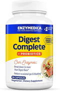 Enzymedica Digest Complete + Probiotics - Digestive Enzyme Supplement for Women &amp Men Enzyme and Probiotic Capsules for Digestion Gut Health Support Helps Gas &amp Bloating Vegetarian - 90 Ca