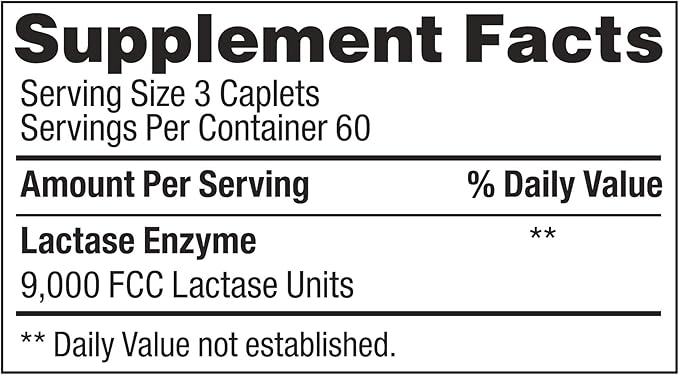 Lactase Enzyme 360 Caplets Generic Lactaid Original Strength