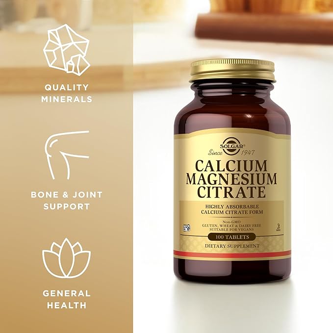 Solgar Calcium Magnesium Citrate - 100 Tablets Pack of 2 - Non-GMO Vegan Gluten Free Kosher - 40 Total Servings