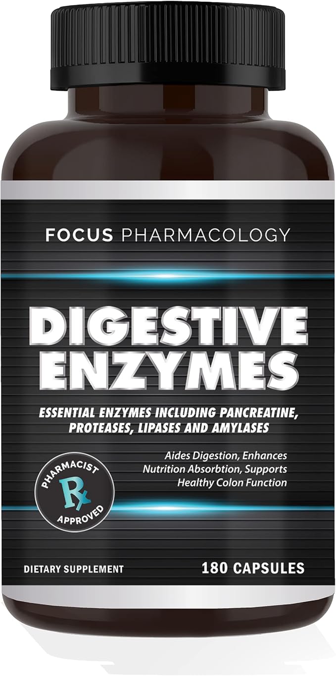 Digestive Enzymes and Probiotics Blend - 180 Ct Protease Lipase Lactase Galactosidase Acidophilus Casei Plantarum