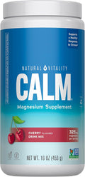 Natural Vitality Calm Magnesium 16 oz Powder | Relaxing Drink Mix | Cherry Flavored Supplement | 325mg Per Serving | Non-GMO Gluten-Free &amp Vegan