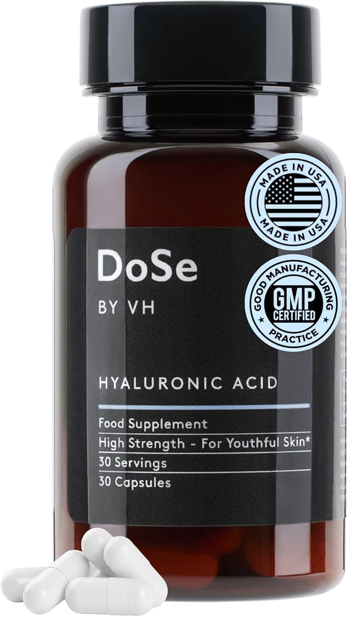 DoSe by VH Hyaluronic Acid Capsules 300mg – Hyaluronic Acid Supplement with Vitamin C – Supports Skin Hydration Joint Comfort &amp Eye Moisture – Vegan Supplement (30 Capsules)