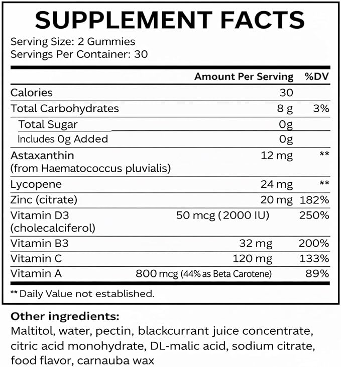 Savanna Skin Tanning Gummies Astaxanthin Beta Carotene &amp Lycopene Blend with Vitamins C &amp E Radiant Healthy Skin Sour Watermelon Flavor Vegan &amp Sugar-Free 60 Count