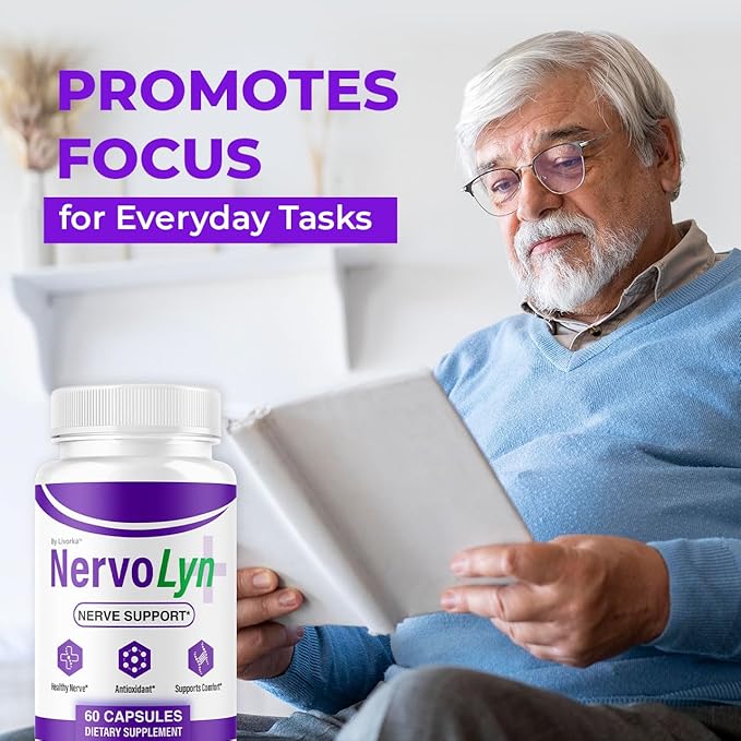 NervoLyn Capsules - Official Nervo Lyn Advanced Supplement Formula Nerve Health Natural NervoLyn Brain &amp Memory Focus Vitamins Suppor for Overal Health &amp Wellness 60 Capsules for 1 Month