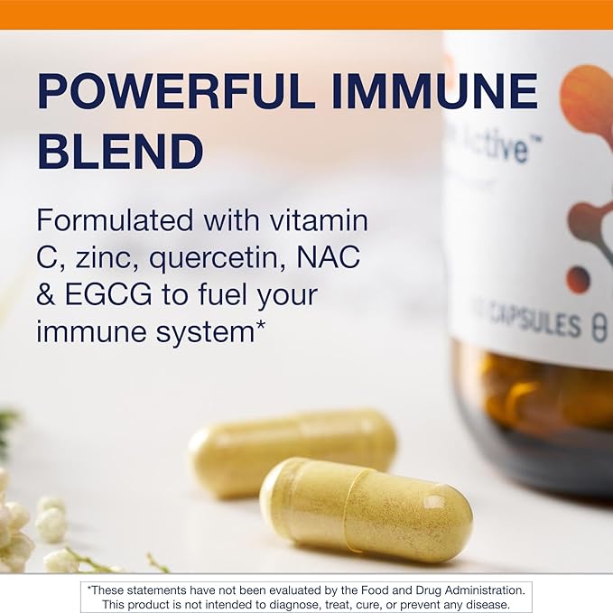 Metagenics Immune Active - Quercetin NAC Zinc EGCG &amp Vitamin C - Supports Immune Health Antioxidant Defense &amp Glutathione Production - Non-GMO &amp Gluten-Free - 30 Servings